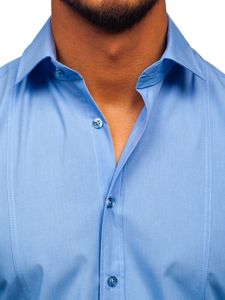 La chemise élégante avec les manches longues pour homme bleue claire Bolf 6944