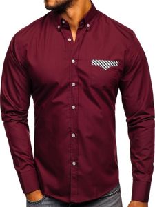 La chemise élégante avec les manches longues pour homme bordeaux Bolf 4711