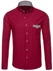 La chemise élégante avec les manches longues pour homme bordeaux Bolf 4711