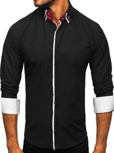 La chemise élégante avec les manches longues pour homme noir Bolf 2767-1