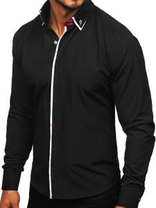 La chemise élégante avec les manches longues pour homme noir Bolf 2767-1