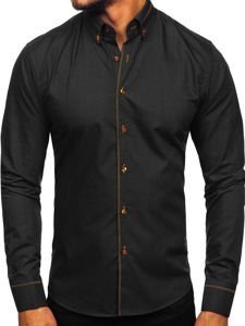 La chemise élégante avec les manches longues pour homme noir Bolf 6964