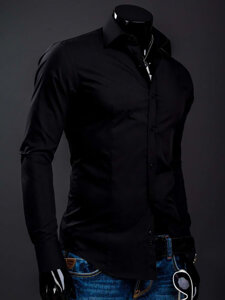 La chemise élégante avec les manches longues pour homme noire Bolf 1703A