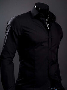 La chemise élégante avec les manches longues pour homme noire Bolf 1703A