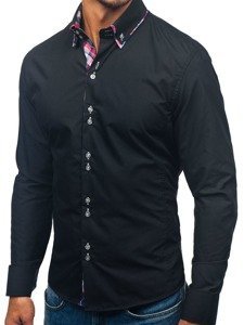 La chemise élégante avec les manches longues pour homme noire Bolf 2712