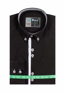 La chemise élégante avec les manches longues pour homme noire Bolf 5814