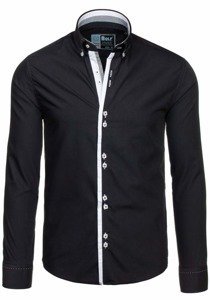 La chemise élégante avec les manches longues pour homme noire Bolf 5814