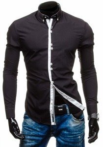 La chemise élégante avec les manches longues pour homme noire Bolf 5814