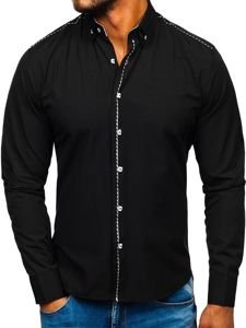 La chemise élégante avec les manches longues pour homme noire Bolf 6920