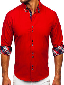 La chemise élégante avec les manches longues pour homme rouge Bolf 4704