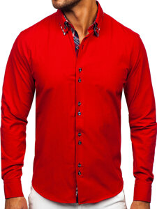 La chemise élégante avec les manches longues pour homme rouge Bolf 4704