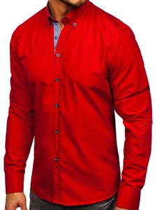 La chemise élégante avec les manches longues pour homme rouge Bolf 8838-1