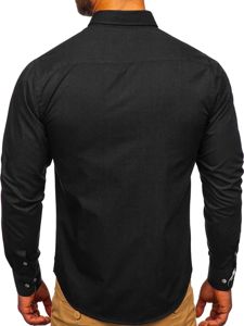 La chemise élégante noire pour homme avec les manches longues Bolf 7720