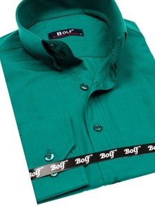 La chemise élégante verte pour homme avec les manches longues Bolf 5821-1