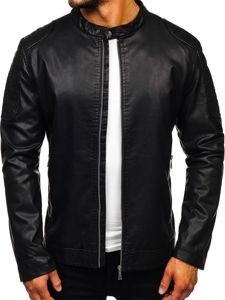 Le blouson en cuir pour homme noir Bolf 1108