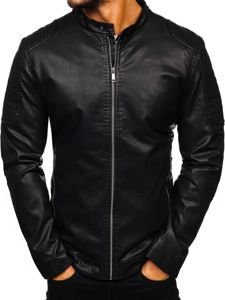 Le blouson en cuir pour homme noir Bolf 1108