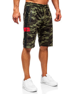 Le pantalon court de sport camo pour homme kaki Bolf HW2636