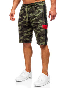 Le pantalon court de sport camo pour homme kaki Bolf HW2636