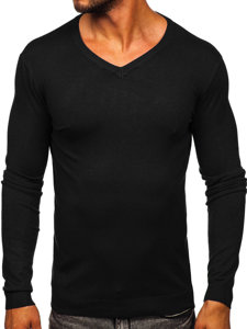 Le pull à col V pour homme noir Bolf MMB601