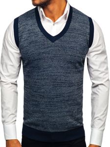 Le pull sans manches pour homme bleu foncé Bolf 8131