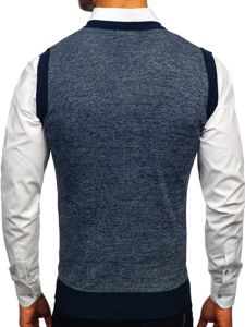 Le pull sans manches pour homme bleu foncé Bolf 8131