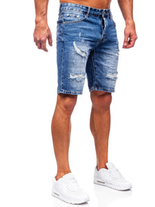 Le short en jean pour homme bleu foncé Bolf RJ952