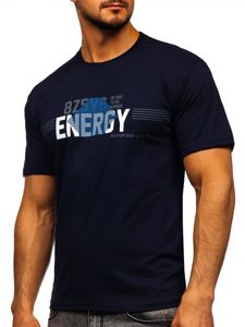 Le t-shirt imprimé pour homme Bleu foncé Bolf 14333