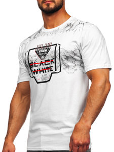 Le t-shirt imprimé pour homme blanc Bolf 14207