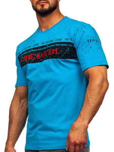 Le t-shirt imprimé pour homme tourquoise Bolf 14204