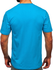 Le t-shirt imprimé pour homme tourquoise Bolf 14204