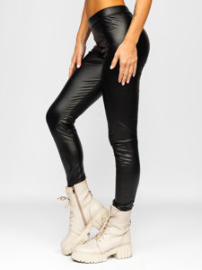 Legging en simili cuir pour femme noir Bolf 0012