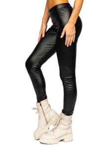 Legging en simili cuir pour femme noir Bolf 0012