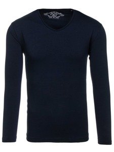 Longsleeve pour homme bleu sans imprimé foncé Bolf 172008   