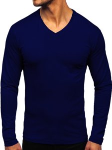 Longsleeve pour homme bleu sans imprimé foncé Bolf 172008   