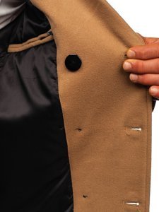 Manteau à double boutonnage d'hiver pour homme camel à col montant Bolf 8078