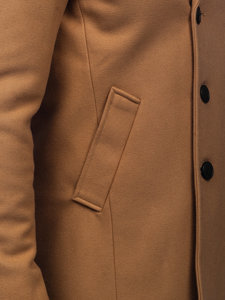 Manteau à double boutonnage d'hiver pour homme camel à col montant Bolf 8801