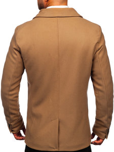 Manteau à double boutonnage d'hiver pour homme camel à col montant Bolf 8801