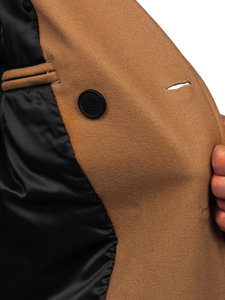 Manteau à double boutonnage d'hiver pour homme camel à col montant Bolf 8801