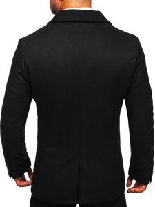 Manteau à double boutonnage d'hiver pour homme noir à col montant Bolf 8801