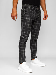 Pantalon chino en matériau à carreaux pour homme anthracite Bolf 0050