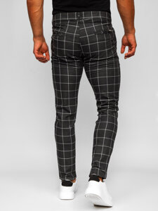 Pantalon chino en matériau à carreaux pour homme anthracite Bolf 0050