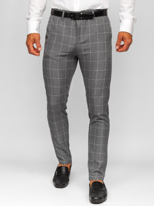 Pantalon chino en matériau à carreaux pour homme graphite Bolf 0040