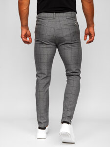 Pantalon chino en matériau à carreaux pour homme graphite-noir Bolf 0032