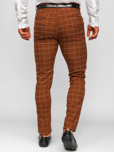 Pantalon chino en matériau à carreaux pour homme marron Bolf 0047