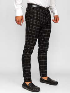 Pantalon chino en matériau à carreaux pour homme noir Bolf 0047