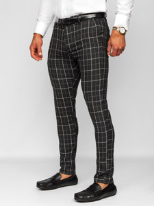 Pantalon chino en tissu à carreaux pour homme noir Bolf 0032