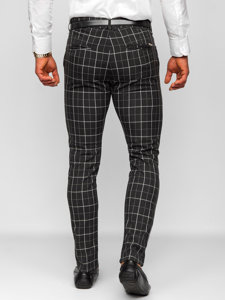 Pantalon chino en tissu à carreaux pour homme noir Bolf 0032