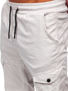 Pantalon de jogging cargo en tissu pour homme beige Bolf 384