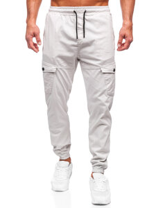 Pantalon de jogging cargo en tissu pour homme beige Bolf 384