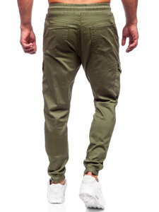 Pantalon de jogging cargo en tissu pour homme kaki Bolf 384